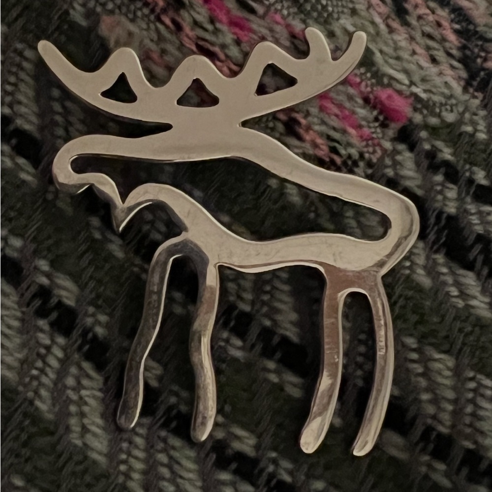 Sterling Silver 925  Moose  Brooch